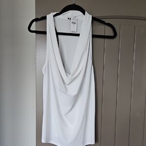 Elegant White Drape Neck Top